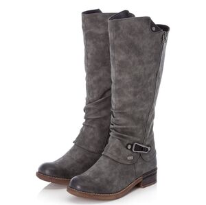 Rieker Fabrizia Grey Leather Knee High, Waterproof Boots, Size 8.5/ EU Sz 40